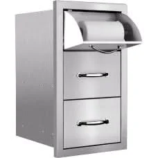 Summerset 17" Vertical 2 Drawer & Paper Towel Holder Combo Masonry - SSTDC-17M