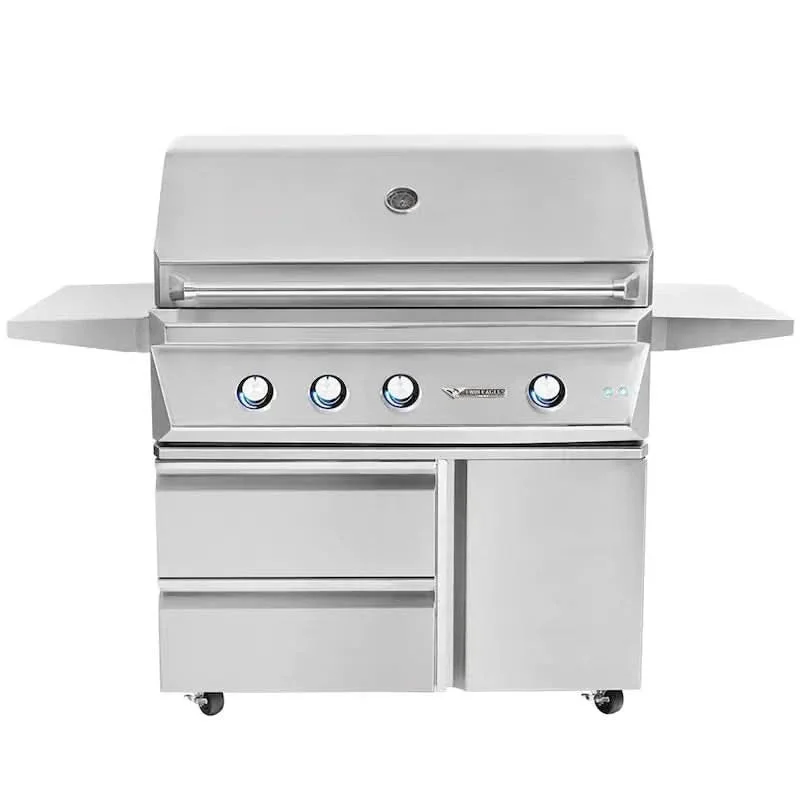 Twin Eagles - 42-Inch 3-Burner Freestanding On Deluxe Cart Grill - Liquid Propane Gas - TEBQ42R-CL + TEGB42SD-B