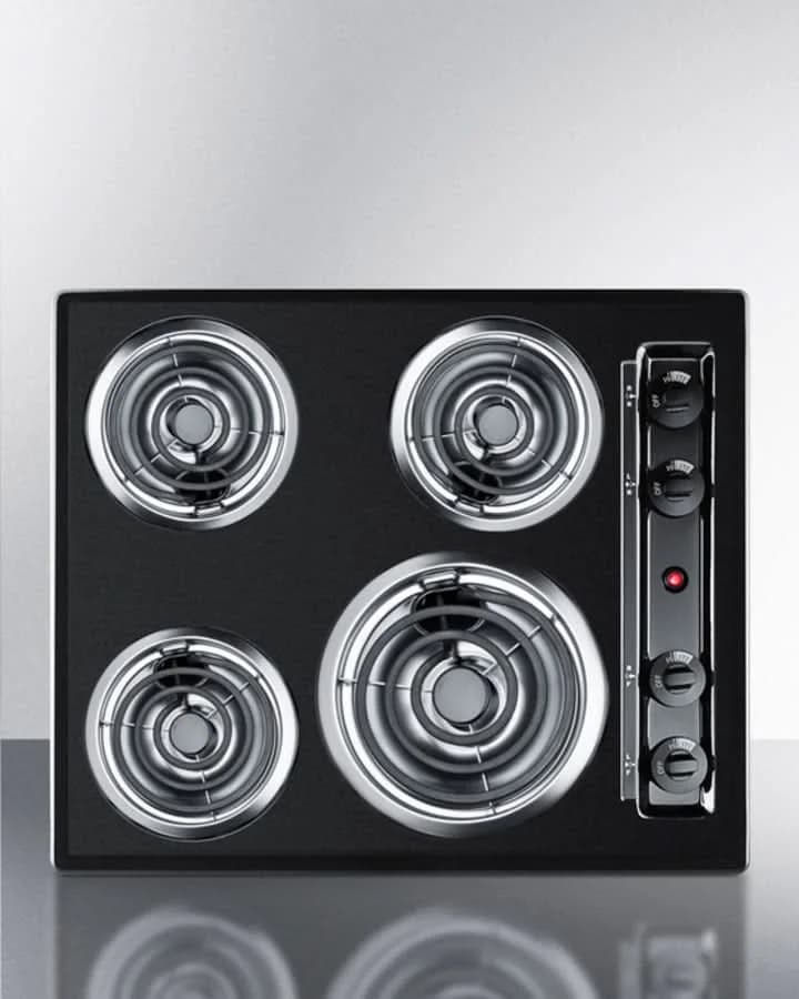Summit 24 Wide 4-Burner Coil Cooktop Black - TEL03