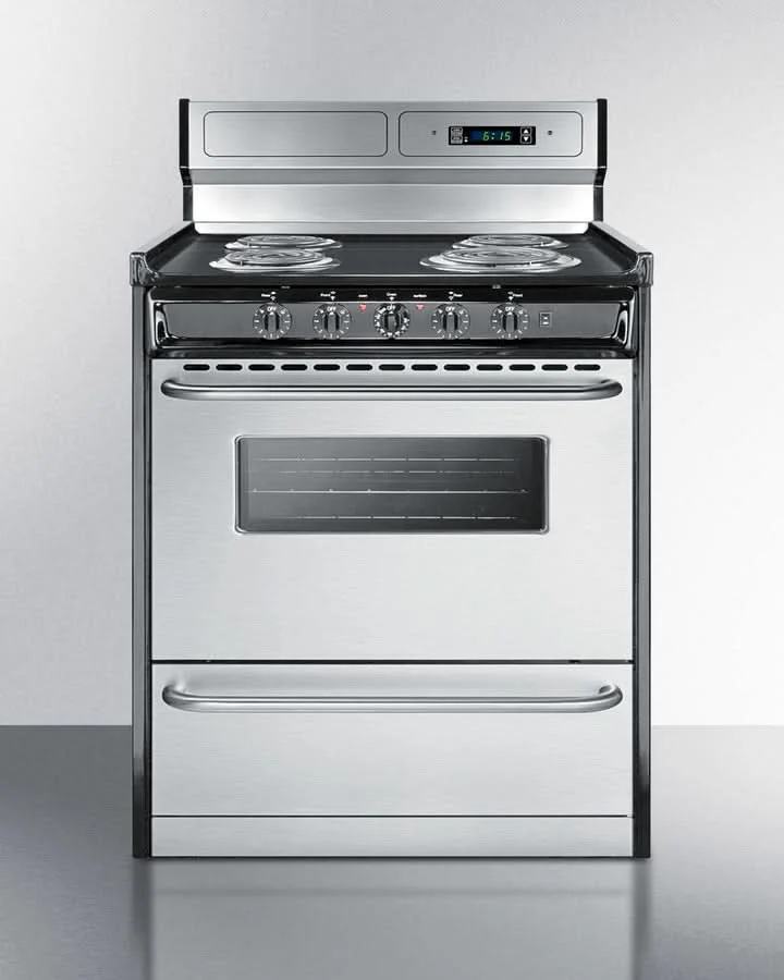 Summit 24 Electric Range with Manual Clean Oven Stainless Steel - TEM230BKWY