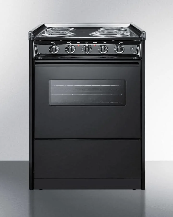 Summit 24 Wide Electric Range with Chrome Drip Pans and Manual Oven Black - TEM610CR - image 4