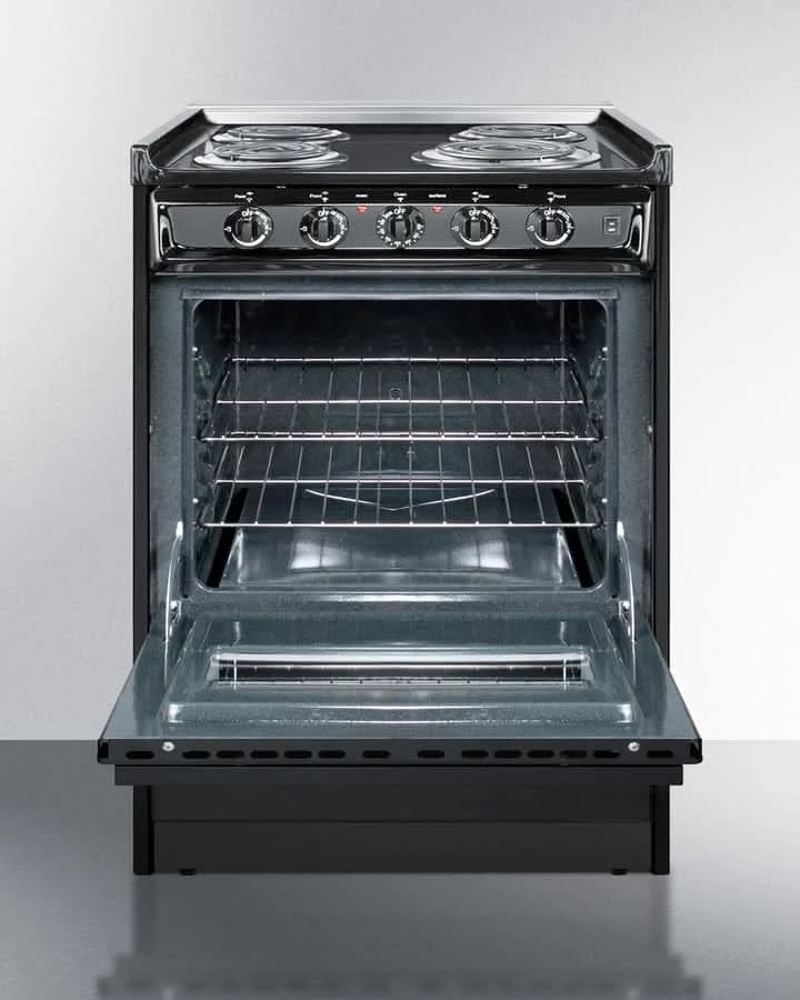 Summit 24 Wide Electric Range with Chrome Drip Pans and Manual Oven Black - TEM610CR - image 3