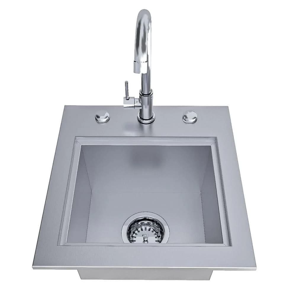 Sunstone 15 Inch Texan Series Over Under Bar Sink with Cold Water Faucet and Basin Cover - TEX-15SK - image 2