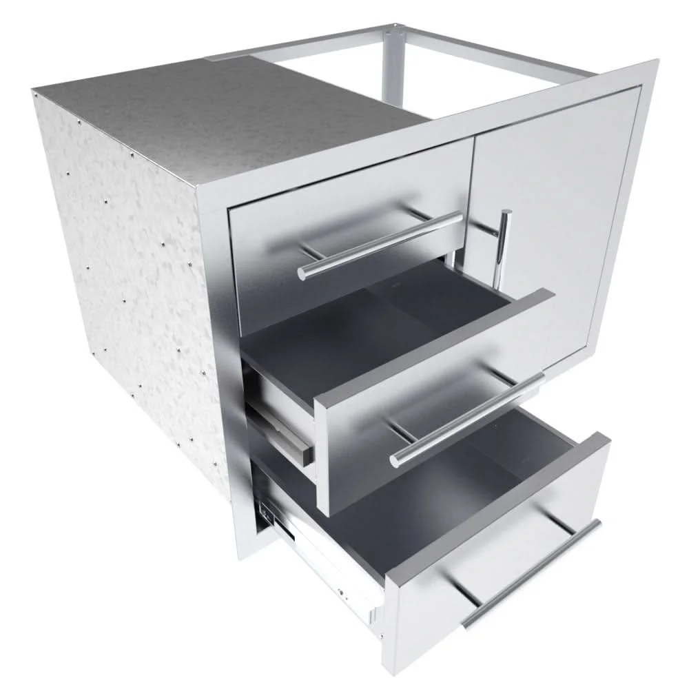 Sunstone 30 Inch Texan Series Triple Drawer Door Combo with Removable Support Frame - TEX-30TDDC - image 4