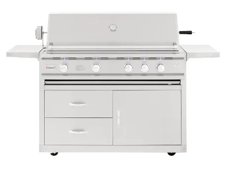 Summerset TRL Deluxe - 44-Inch 4-Burner Freestanding Grill - Natural Gas - TRLD44-NG + CART-TRLD44-DC