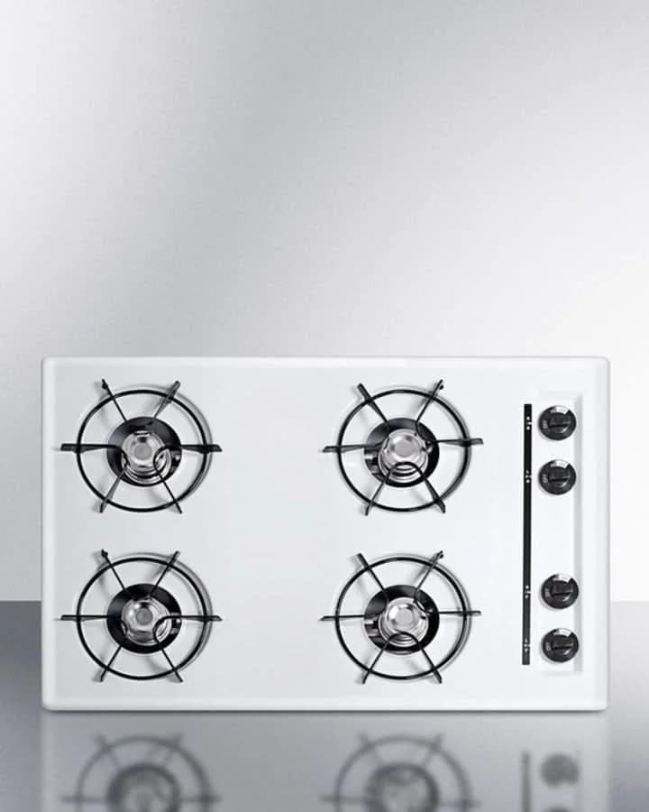 Summit 30 Wide 4 Burner Gas Cooktop White - WNL053