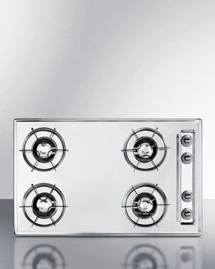 Summit 30 Wide 4 Burner Gas Cooktop Stainless Steel - ZNL053