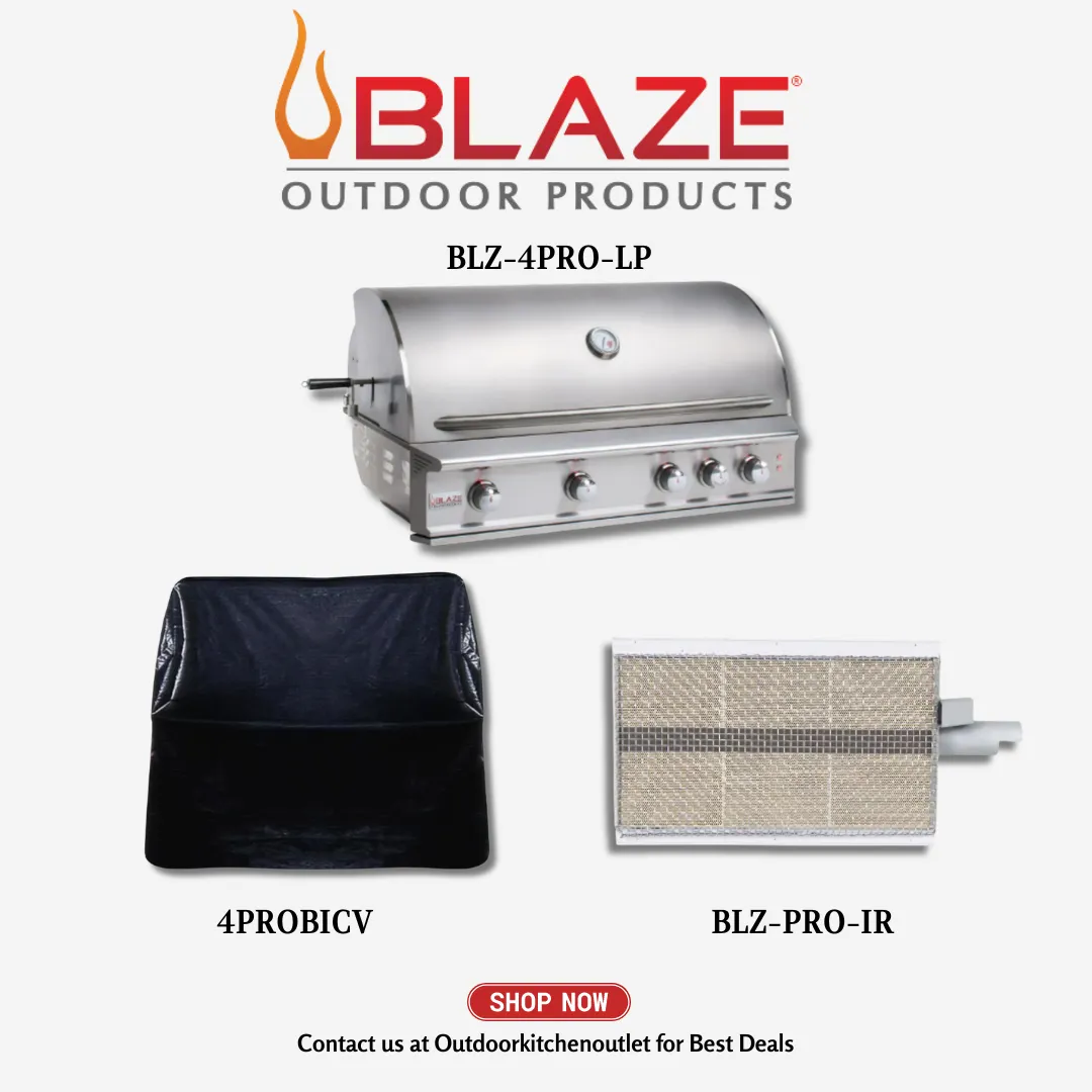 Blaze Outdoor Basic Package Pro Lux 44-inch 4-burner Grill w/ Cover and Infrared Burner LP