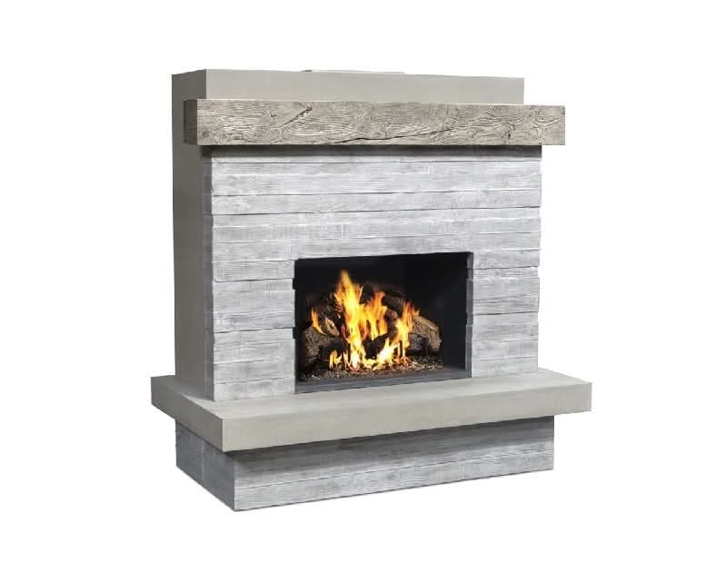 American Fyre Designs 68 1/2 Inch Vented Wall Mount Outdoor Brooklyn Fireplace - Silver Pine- 050-CG-N-SP-RBC