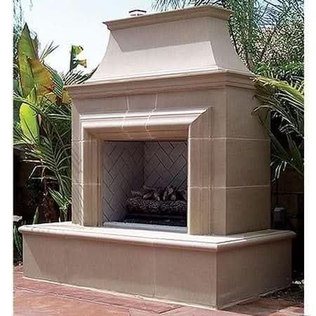 American Fyre Designs 82 Inch Vent-Free Free-Standing Outdoor Reduced Cordova Fireplace, Cafe Blanco, Key Value on the LEFT/Gas Source out the BACK- 123-20-N-CB-LBC - image 2