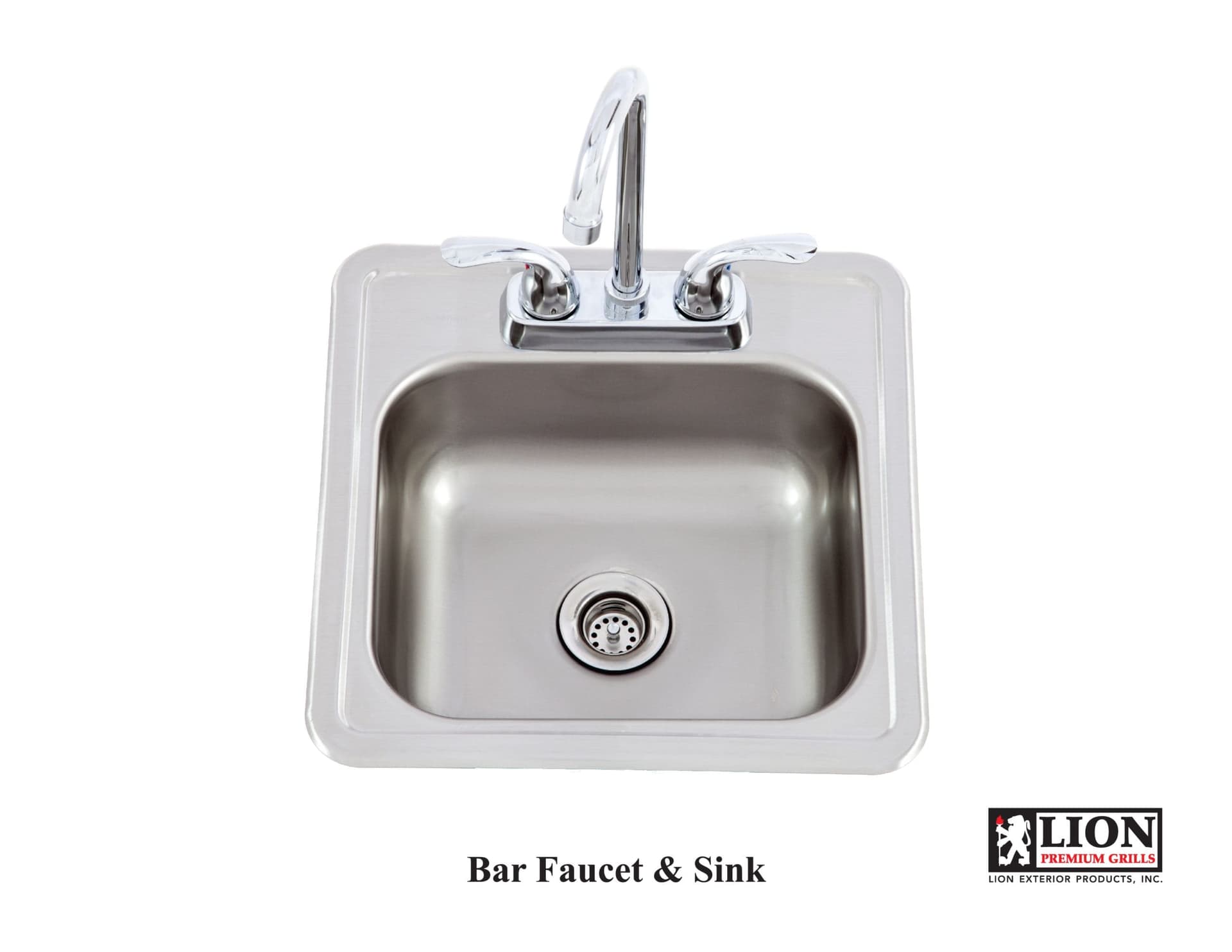 Lion Premium Grills 15 X 15 Outdoor Stainless Steel Sink With Hot/Cold Faucet – 54167