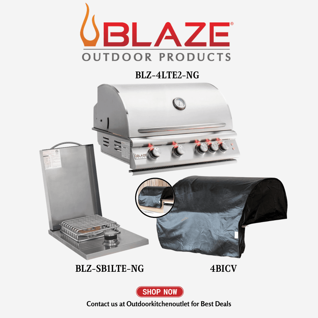 Blaze Outdoor Basic Package LTE 32-inch 4 Burner Grill with Single Side Burner and Cover NG