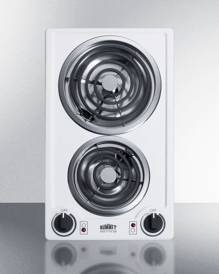 Summit 12 Wide 230V 2-Burner Coil Cooktop White - CCE225WH