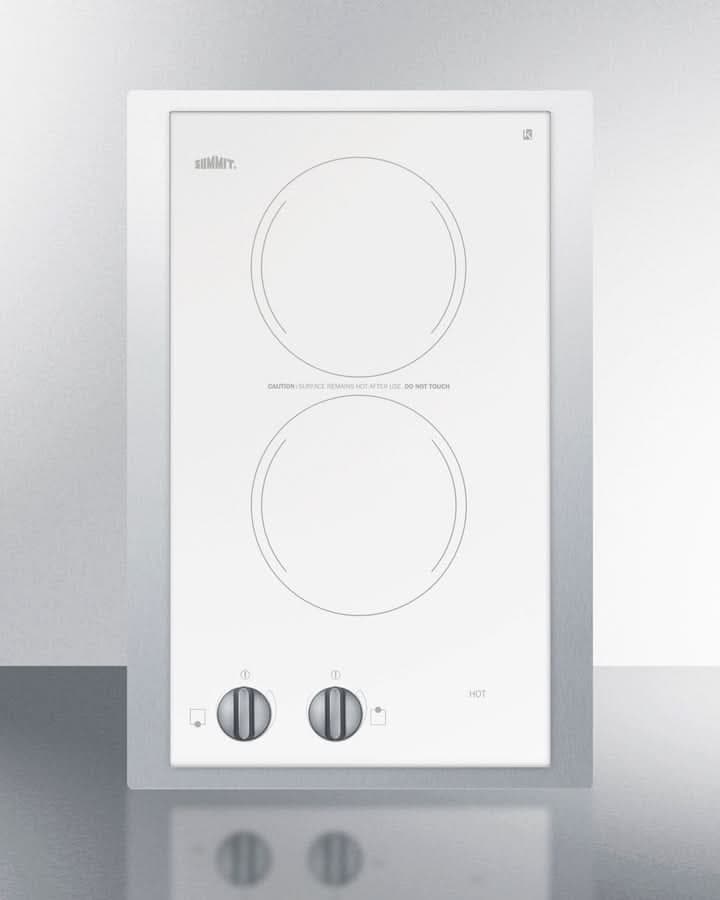 Summit 15 Wide 115V 2-Burner Radiant Cooktop White - CR2110WHTK15