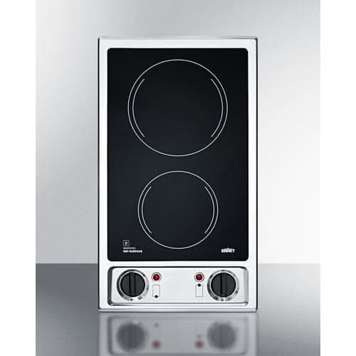 Summit 12 Wide 115V 2-Burner Radiant Cooktop Black - CR2B120