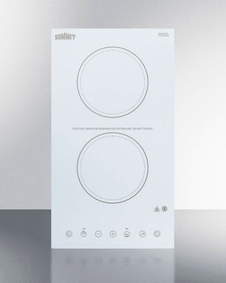 Summit 12 Wide 115V 2-Burner Radiant Cooktop White - CR2B15T2W