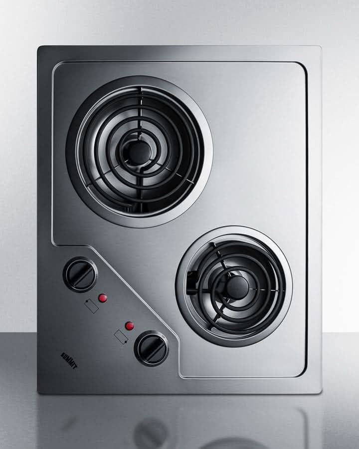 Summit 21 Wide 230V 2-Burner Coil Cooktop Stainless Steel - CR2B224S