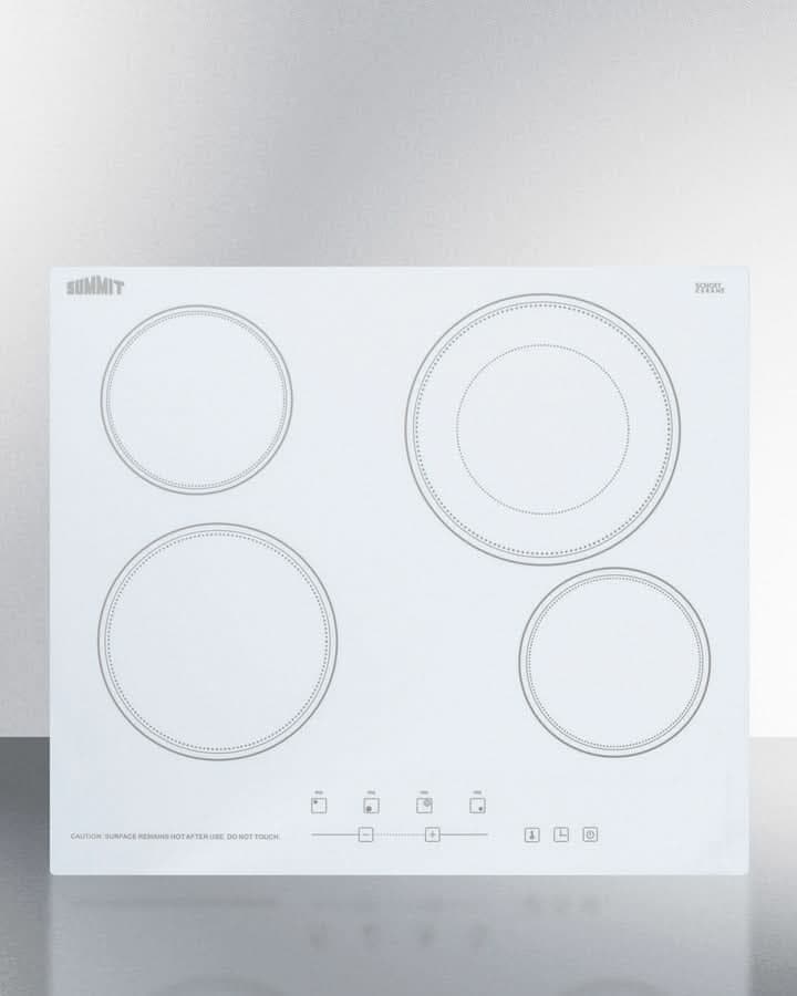 Summit 24 Wide 230V 4-Burner Radiant Cooktop - CR4B23T6W