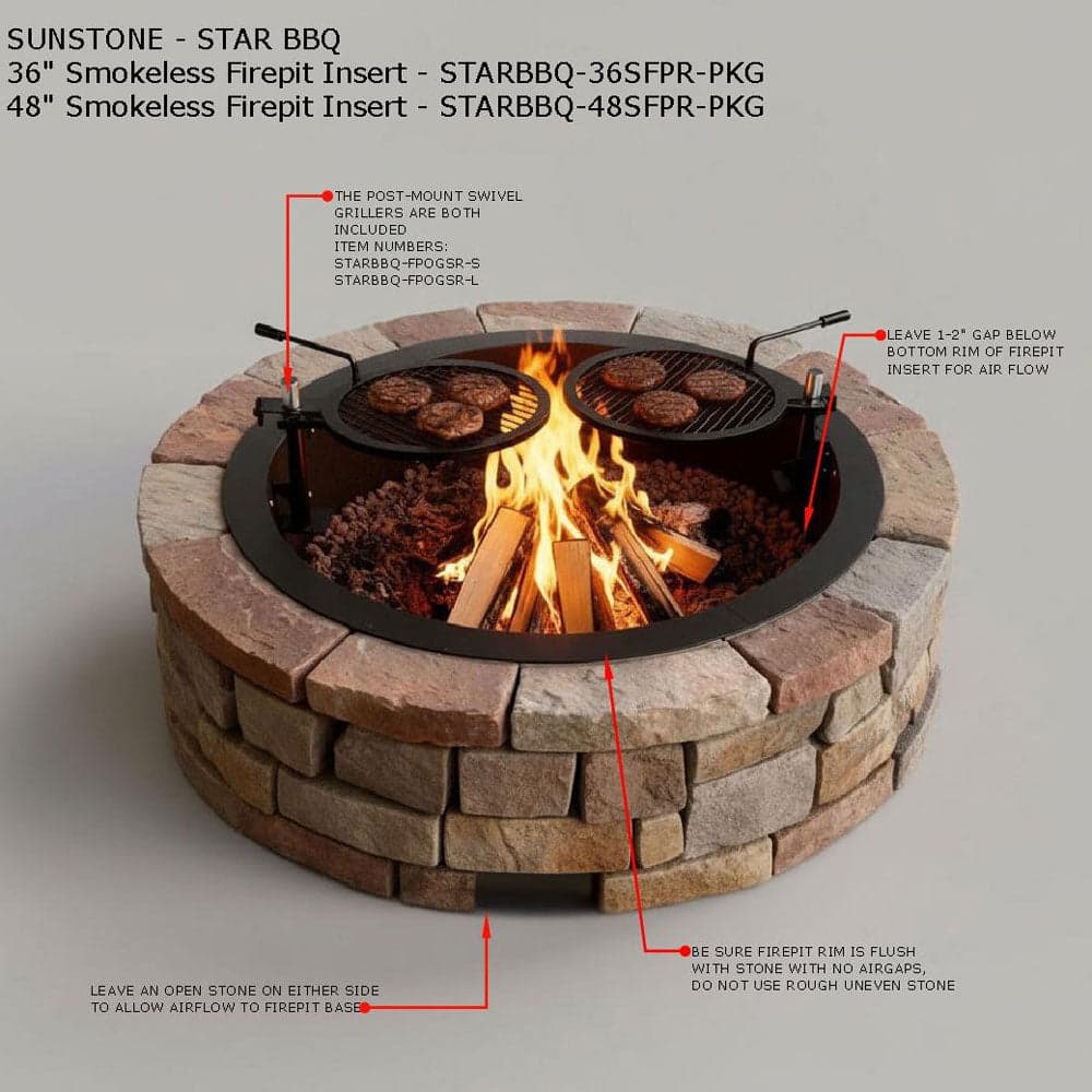 StarBBQ 48″ Smokeless Fire Pit Insert Dual Grill Package | STARBBQ-48SFPR-PKG - image 6