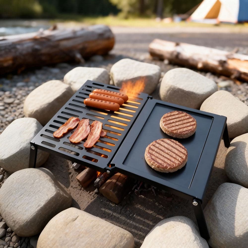 StarBBQ Heavy-Duty Steel Fold-Out Camper Griller Portable Campfire Grill and Griddle Combo | STARBBQ-FUFP - image 3