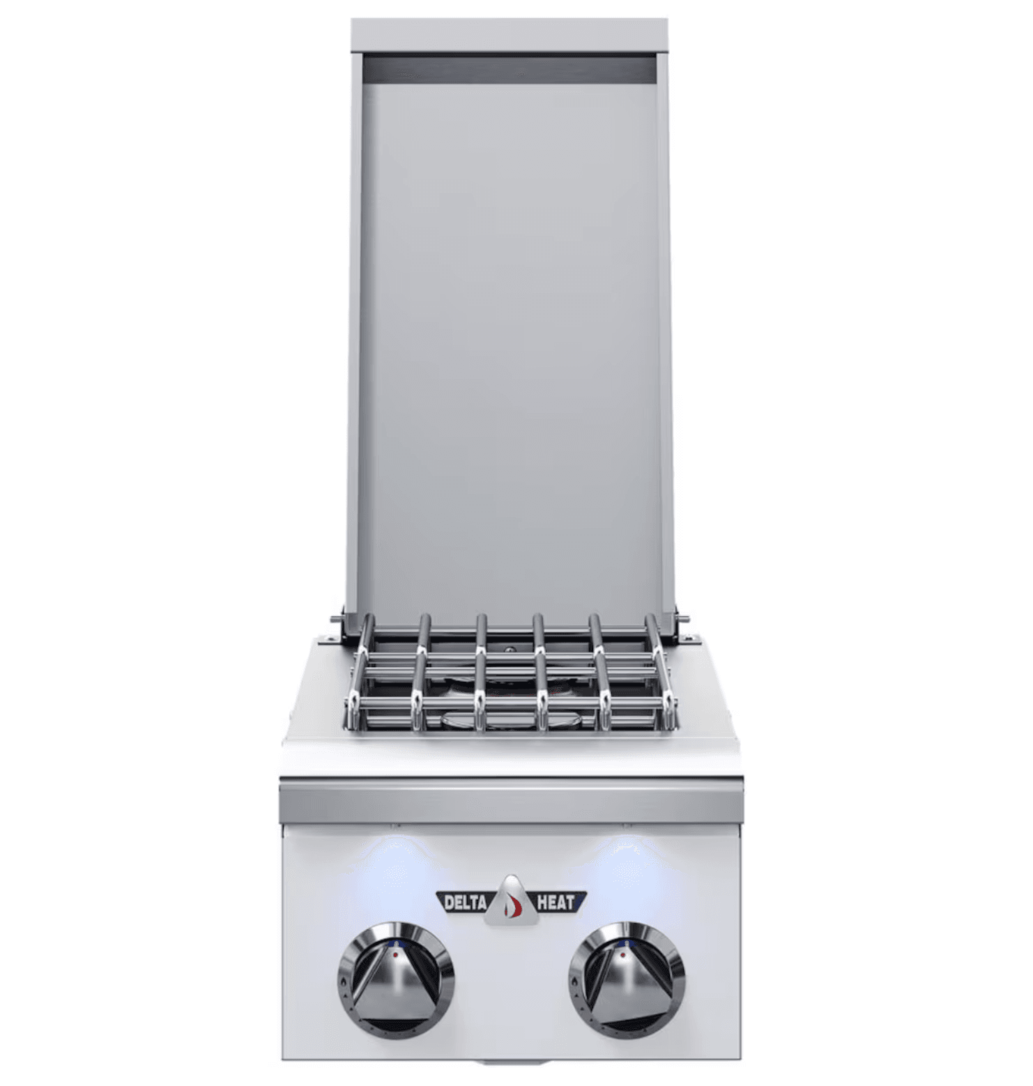 Delta Heat 12-in Built-In Natural Gas Double Side Burner - White Control Panel - DHSB2-DWN