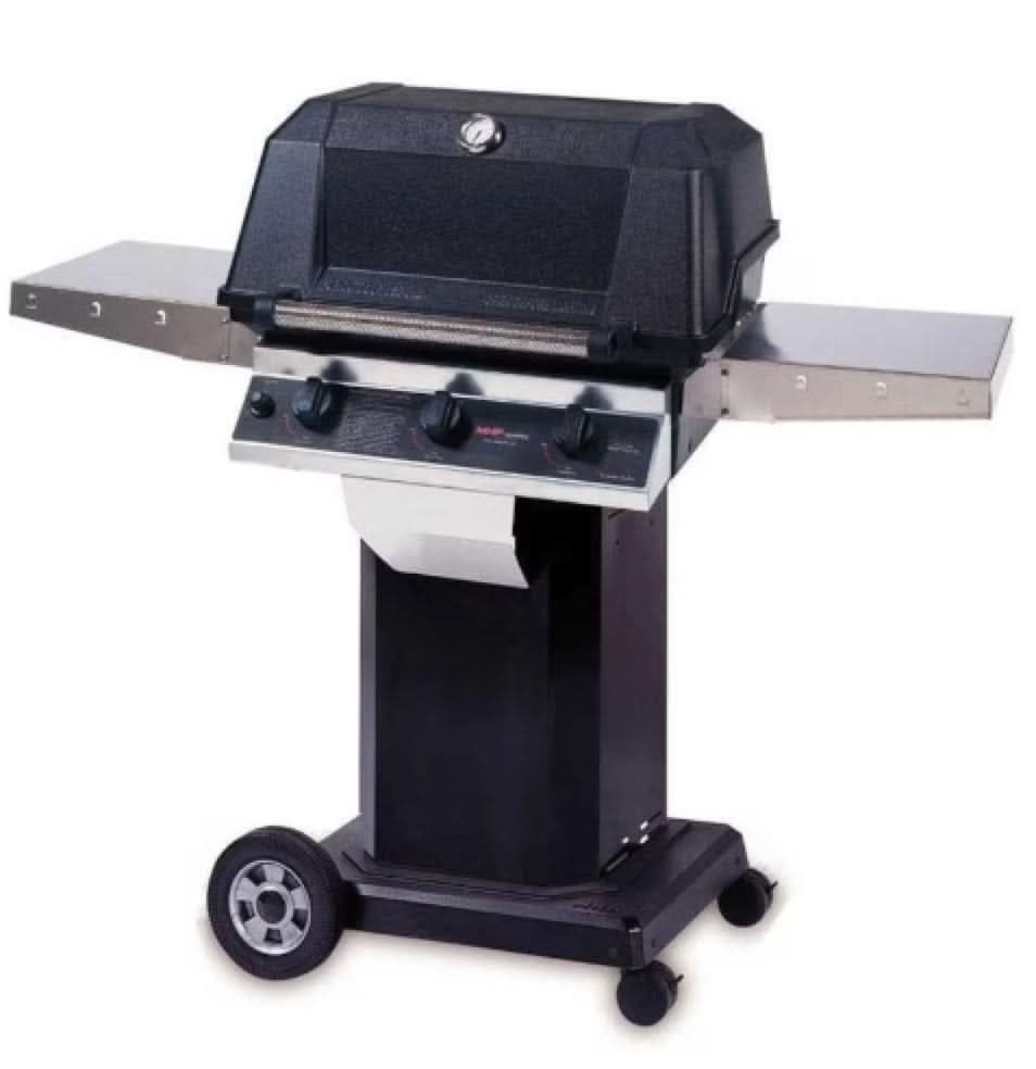 MHP Tri-Burn W3G4DD - 57-Inch 3-Burner Black Cart Grill with Sear MagicGrids - Natural Gas - W3G4DD-NS + OCOLB + OM-N