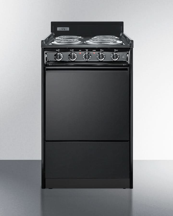 Summit 24 Electric Range with Manual Clean Oven and Chrome Drip Pans Black - TEM110C - image 4