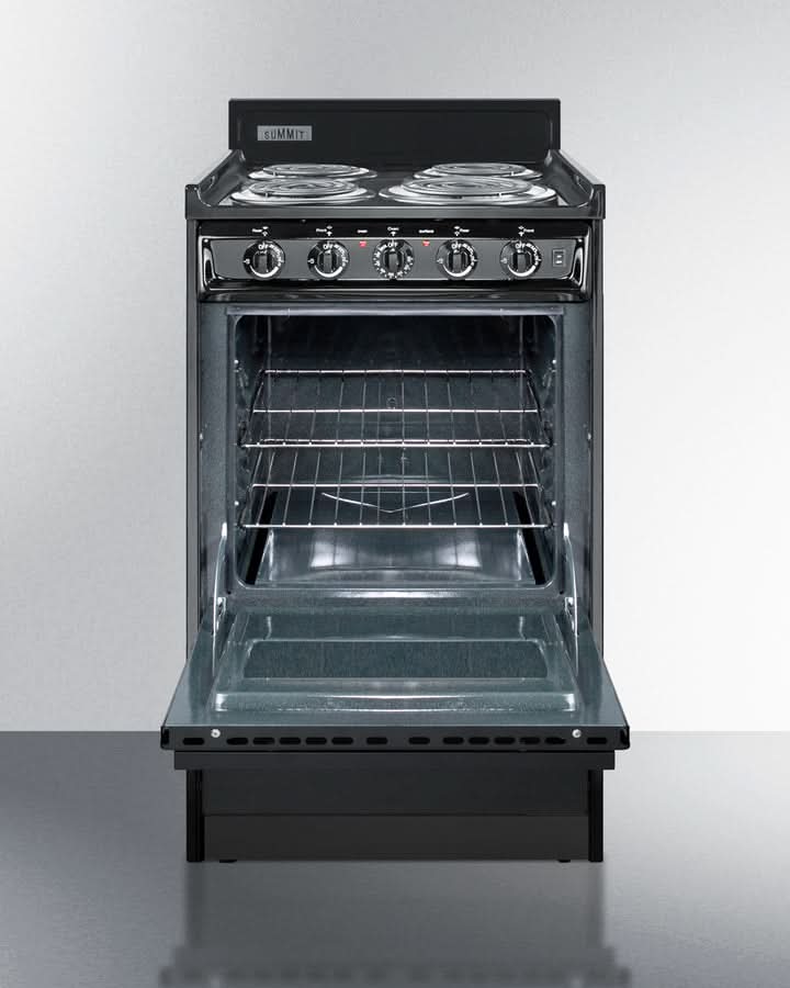 Summit 24 Electric Range with Manual Clean Oven and Chrome Drip Pans Black - TEM110C - image 3
