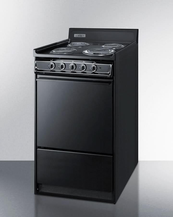 Summit 24 Electric Range with Manual Clean Oven and Chrome Drip Pans Black - TEM110C - image 2