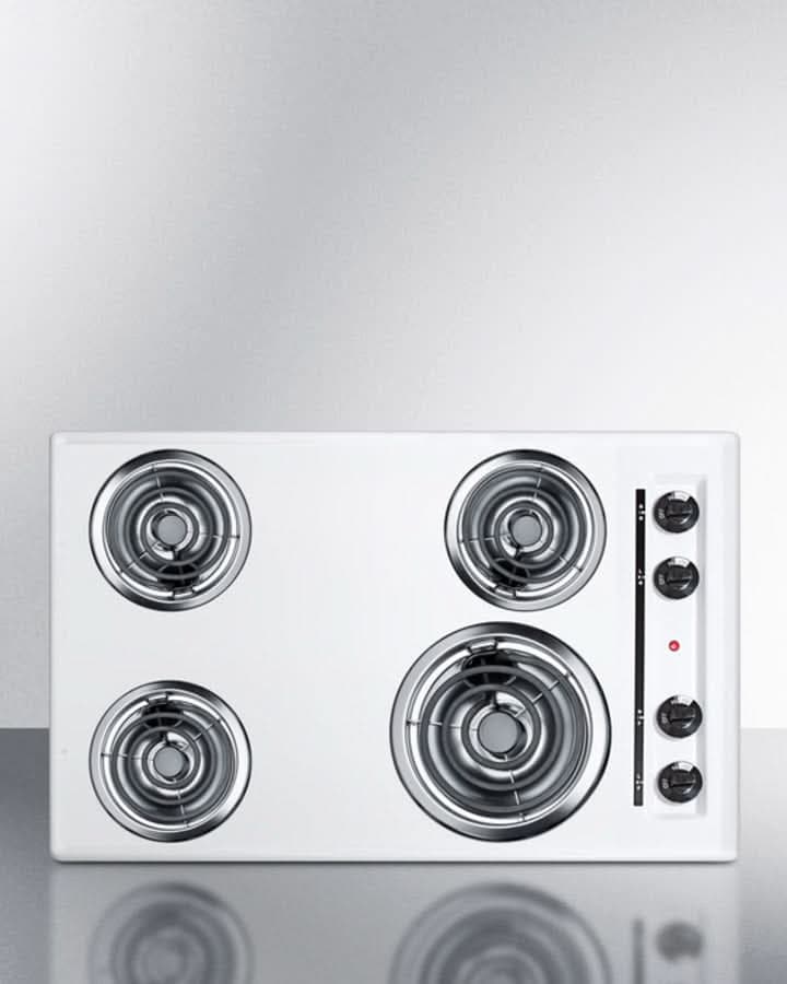 Summit 30 Wide 4-Burner Coil Cooktop White - WEL05