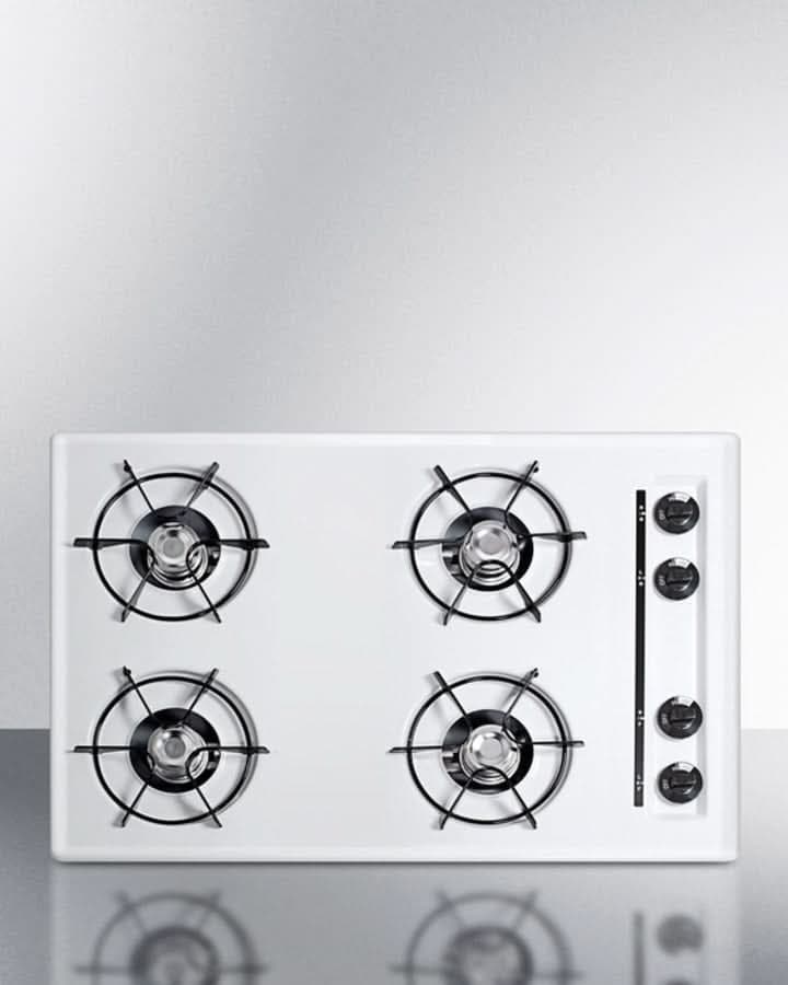 Summit 30 Wide 4 Burner Gas Cooktop White - WNL053