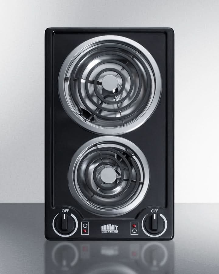Summit - 12 Wide 230V 2-Burner Coil Cooktop - CCE226BL