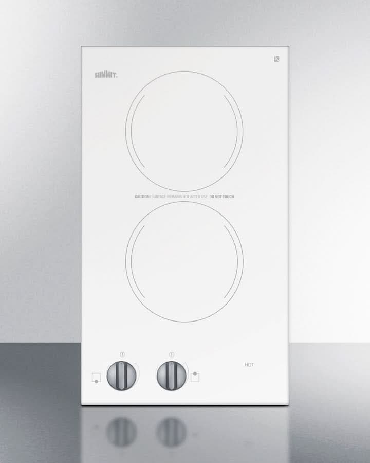 Summit - 12 Wide 115V 2-Burner Radiant Cooktop - CR2110WHE