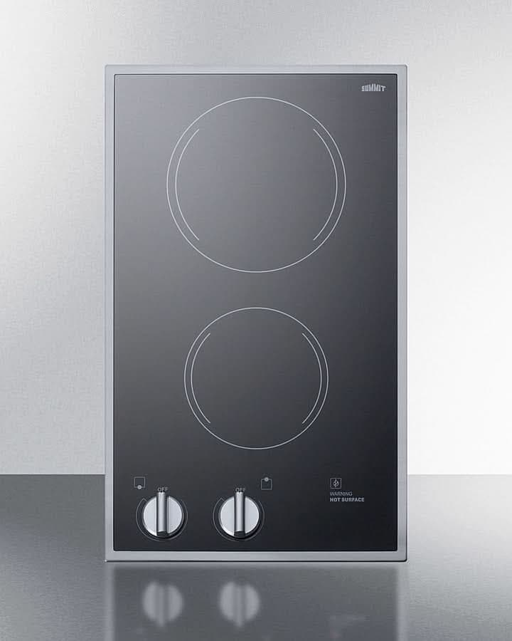 Summit - 12 Wide 115V 2-Burner Radiant Cooktop - CR2B12ST