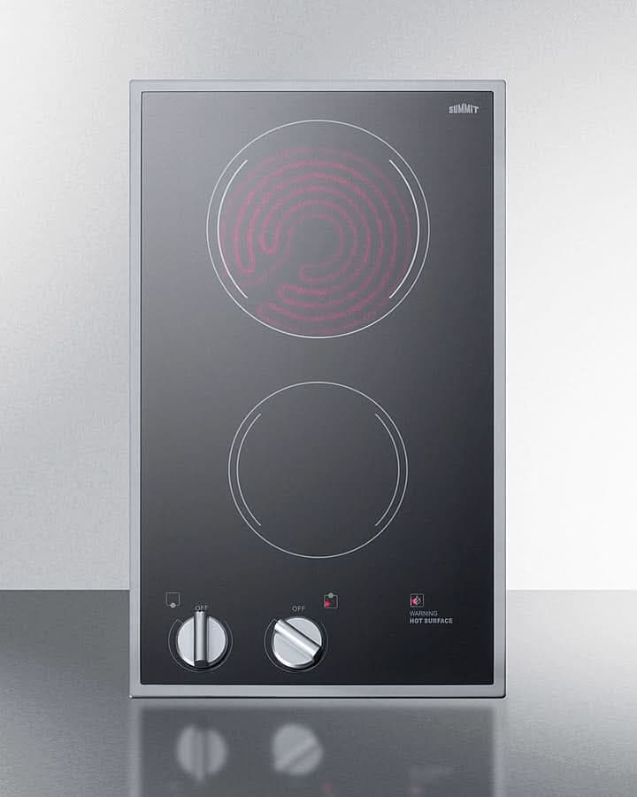 Summit - 12 Wide 115V 2-Burner Radiant Cooktop - CR2B12ST - image 3