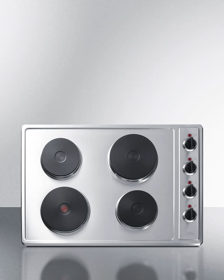 Summit - 30 Wide 208/240V 4-Burner Solid Disk Cooktop - CSD4B300