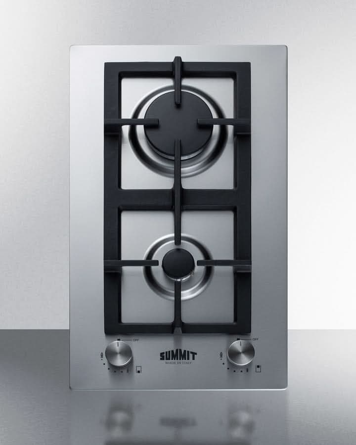 Summit - 12 Wide 2-Burner Propane Gas Cooktop In Stainless Steel - GCJ2SSLP