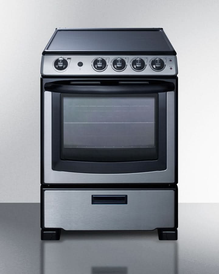 Summit - 24 Wide Electric Smooth-Top Range - REX2451SSRT