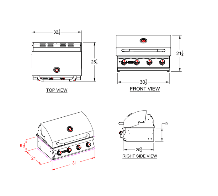 Grandeur Elite 32-inch Built-In 4 Burner Stainless Steel Bbq Grill with Infrared Burner - 32BBQElite - image 4