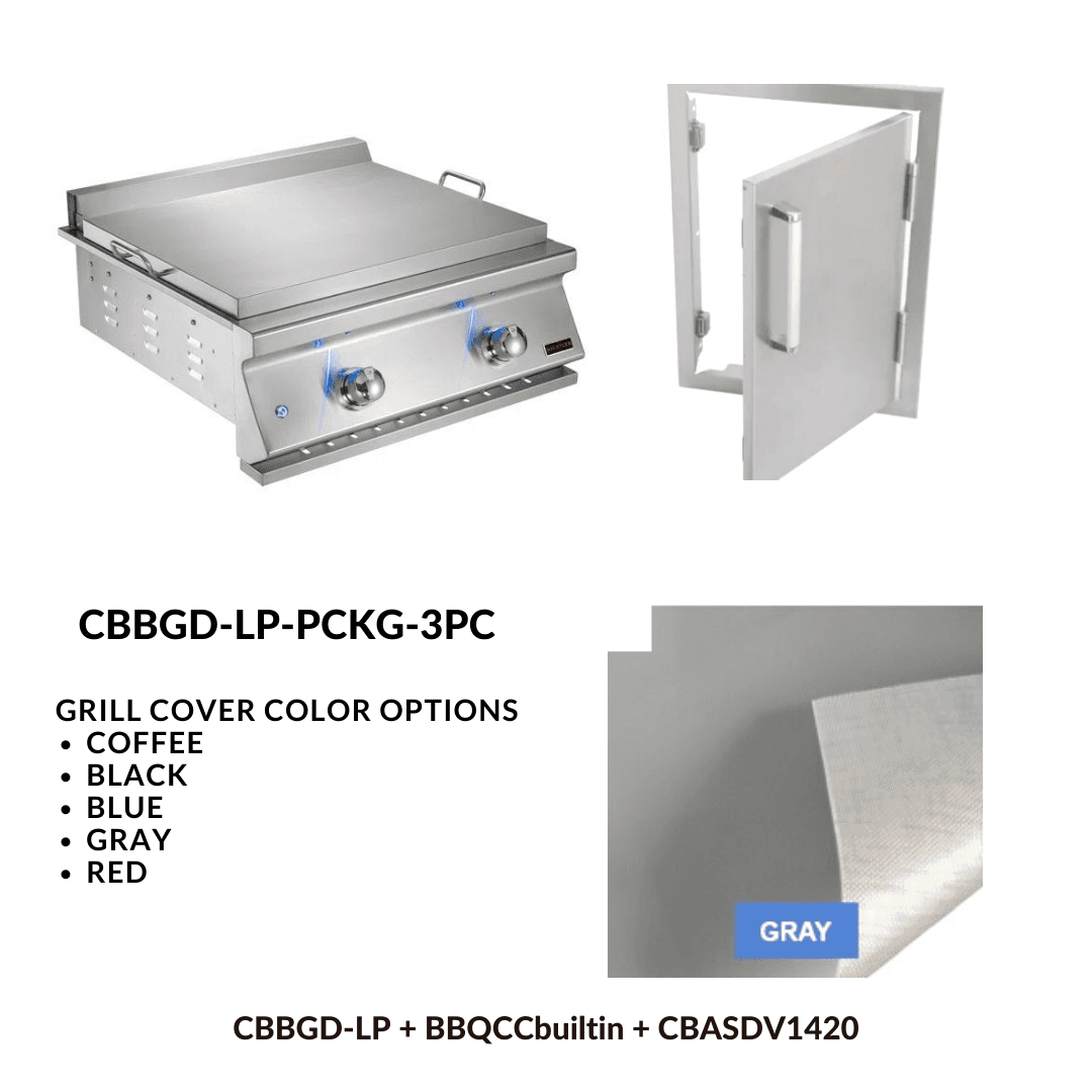 Whistler Basic Package Built-in Gas Griddle with Stainless Steel Access door and Custom Grill cover with 5 year warranty LP