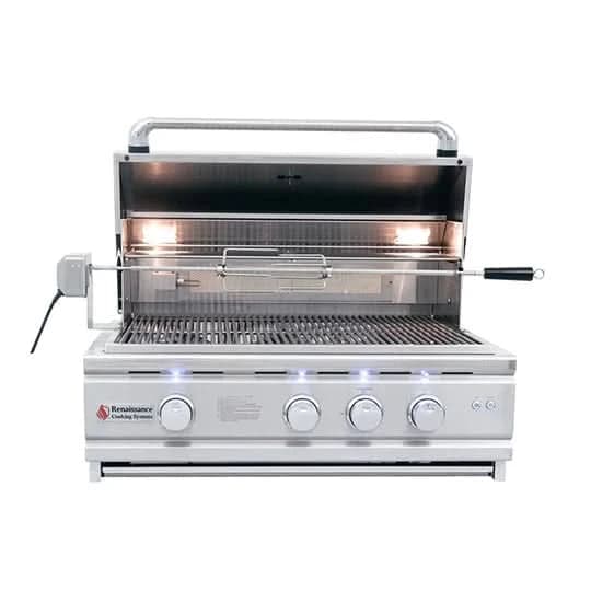 RCS Cutlass Pro 30-Inch 3-Burner Built-In Grill with Blue LED Lights and Rear Burner - Natural Gas - RON30A - image 2