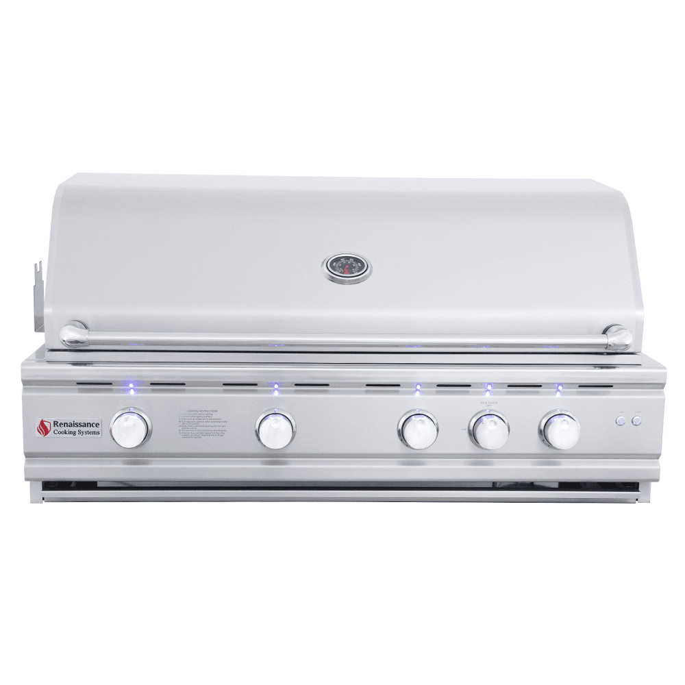 RCS Cutlass Pro - 42-Inch 4-Burner Built-In Grill with Blue LED Lights and Rear Burner - Liquid Propane Gas - RON42ALP
