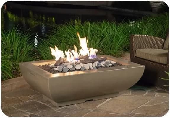 American Fyre Designs 50 Inch Bordeaux Rectangle Fire Bowl, Black Lava, Propane Gas- 435-BA-11-M4PC