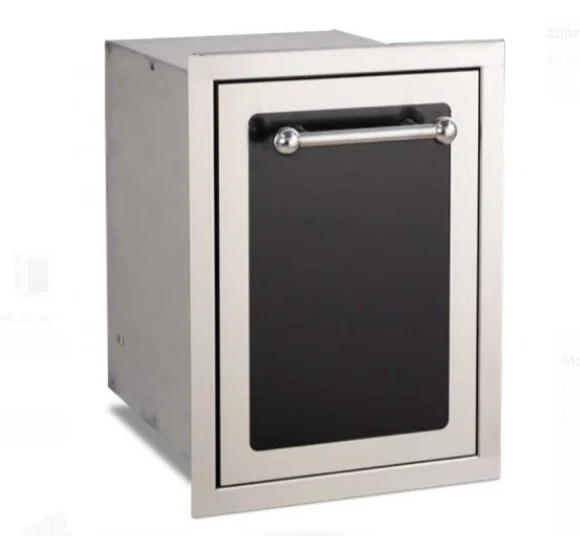 Fire Magic 14-Inch Black Diamond Stainless Steel Roll-Out Trash and Recycling Bin with Soft Close - 53820HTSC