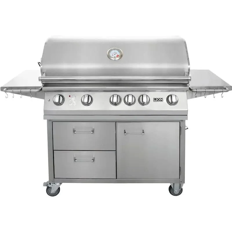 Lion L90000 - 40-Inch 5-Burner Freestanding Grill - Natural Gas - 53861 + 90823