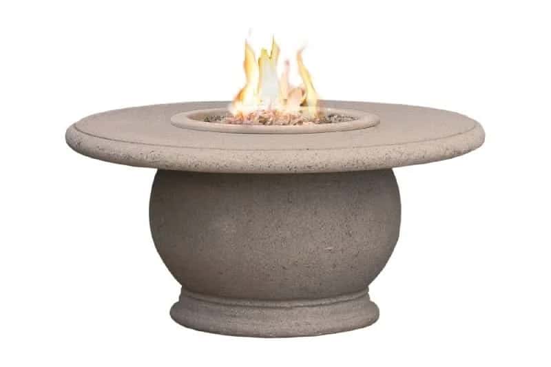 American Fyre Designs 24 Inch Round Amphora Firetable with Concrete Table Top, Cafe Blanco, Propane Gas- 610-CB-11-M2PC