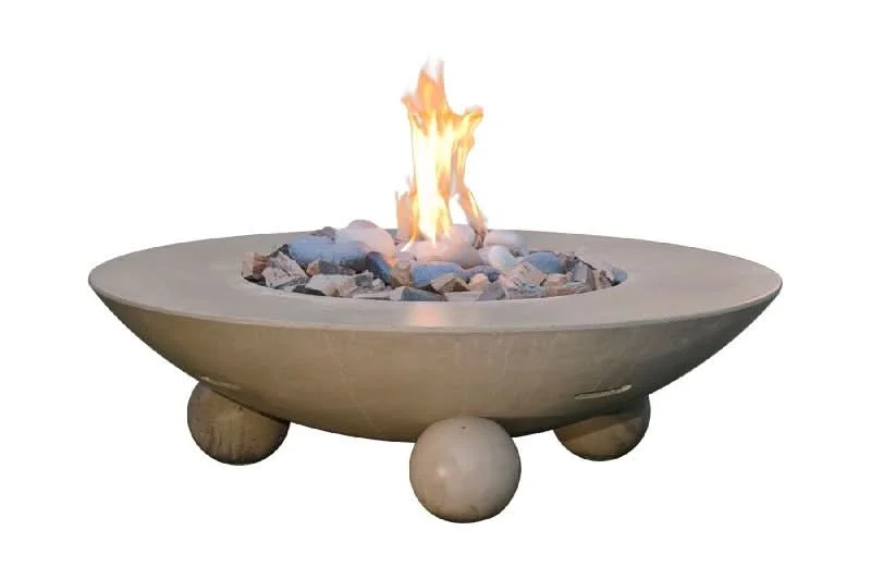 American Fyre Designs 16 Inch Versailles Round Firetable with Ball Feet, Cafe Blanco, Propane Gas- 744-CB-11-M6PC