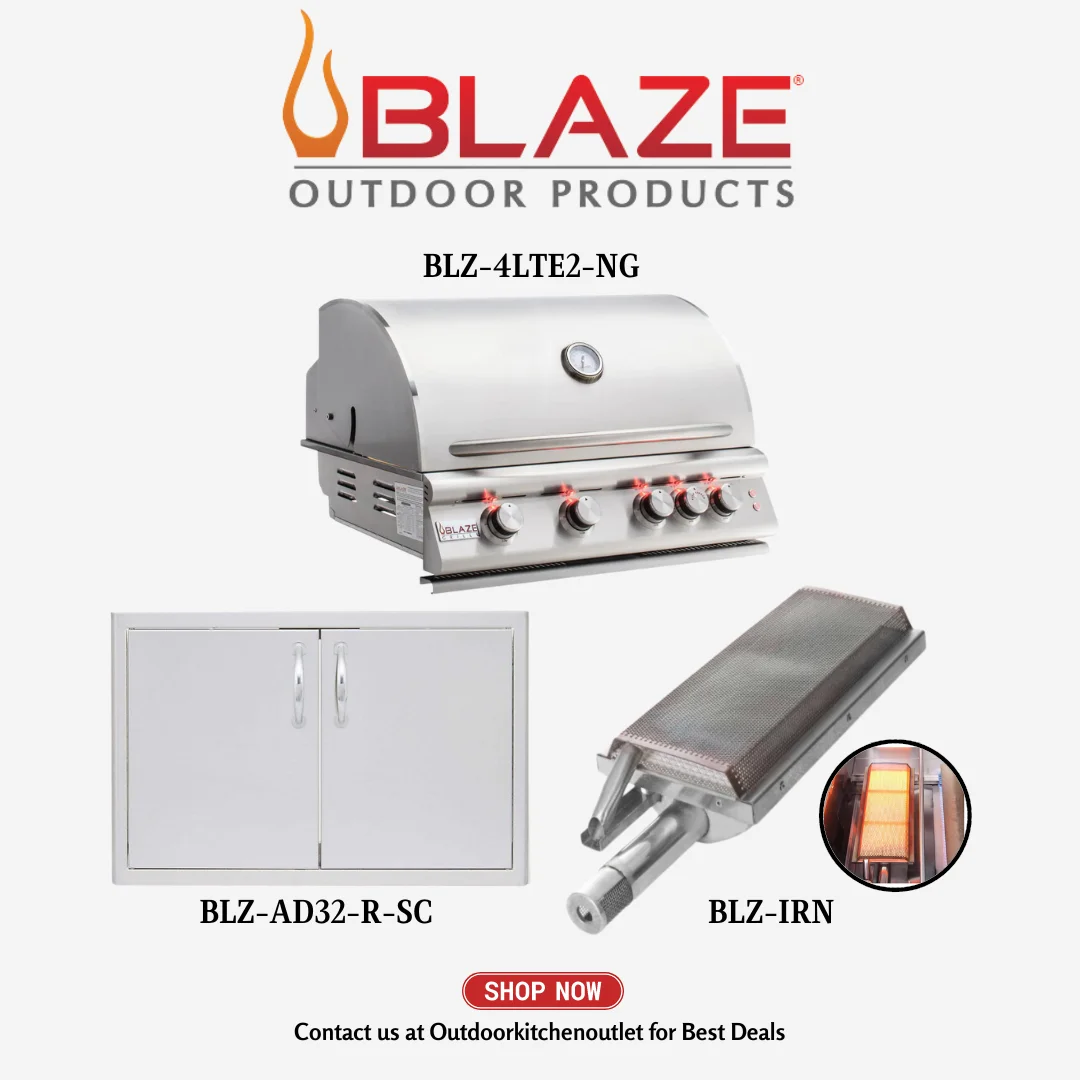 Blaze Outdoor Basic Package LTE 32 inch 4 Burner with Stainless Steel Access Door and Infrared Burner NG