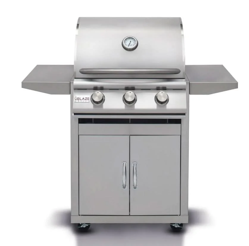 Blaze Prelude LBM - 25-Inch 3-Burner Freestanding Grill - Natural Gas - BLZ-3LBM-NG + BLZ-3-CART-SC