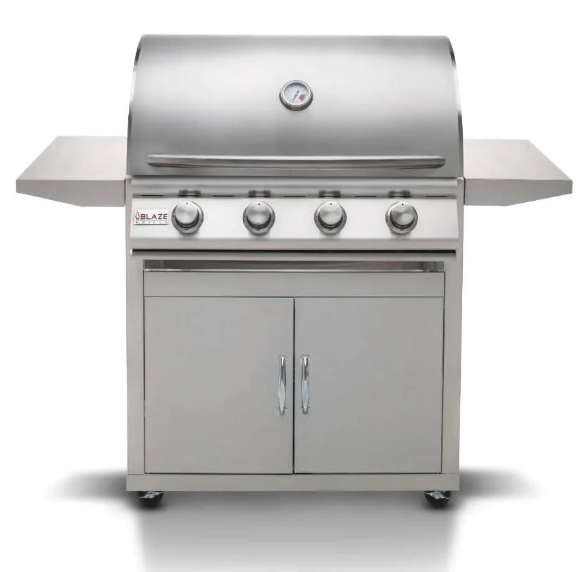 Blaze Prelude LBM - 32-Inch 4-Burner Freestanding Grill - Liquid Propane Gas - BLZ-4LBM-LP + BLZ-4-CART-SC